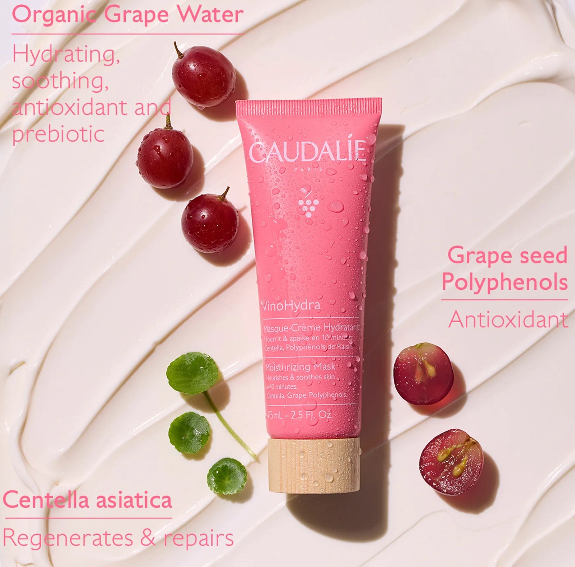 Kosteuttaja Kasvonaamio Caudalie VINOHYDRA (75 ml)